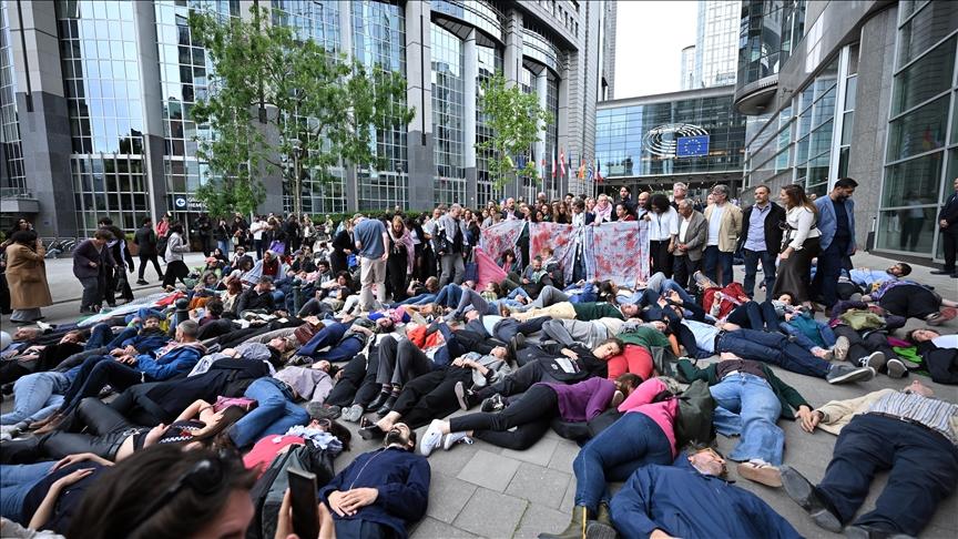 European Lawmakers Protest Outside European Parliament Against Genocide in Gaza