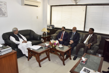 The League’s delegation meets with the head of the Kashmir Bloc in the Pakistani Senate